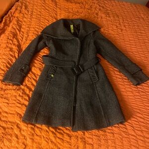 Soia & Kyo Herringbone Wool Asymmetrical Zip Coat size Small